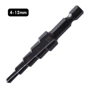 Hexagonal Shank Step Drill Bits Black 3-12/4-12/4-20/4-32 For Metal Drilling