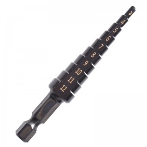 3PCS HSS Black Step Drill Bits Set Straight Flute With Hexagonal Shank