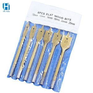 6PCS Wood Spade Drill Bit Set Titanium Coated 10-25mm Hexagonal Shank