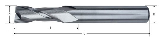 hrc55 2flute square end mill size