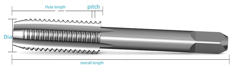 straight fluted taps size